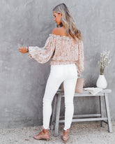 Beatrix Floral Chiffon Off The Shoulder Blouse InsStreet